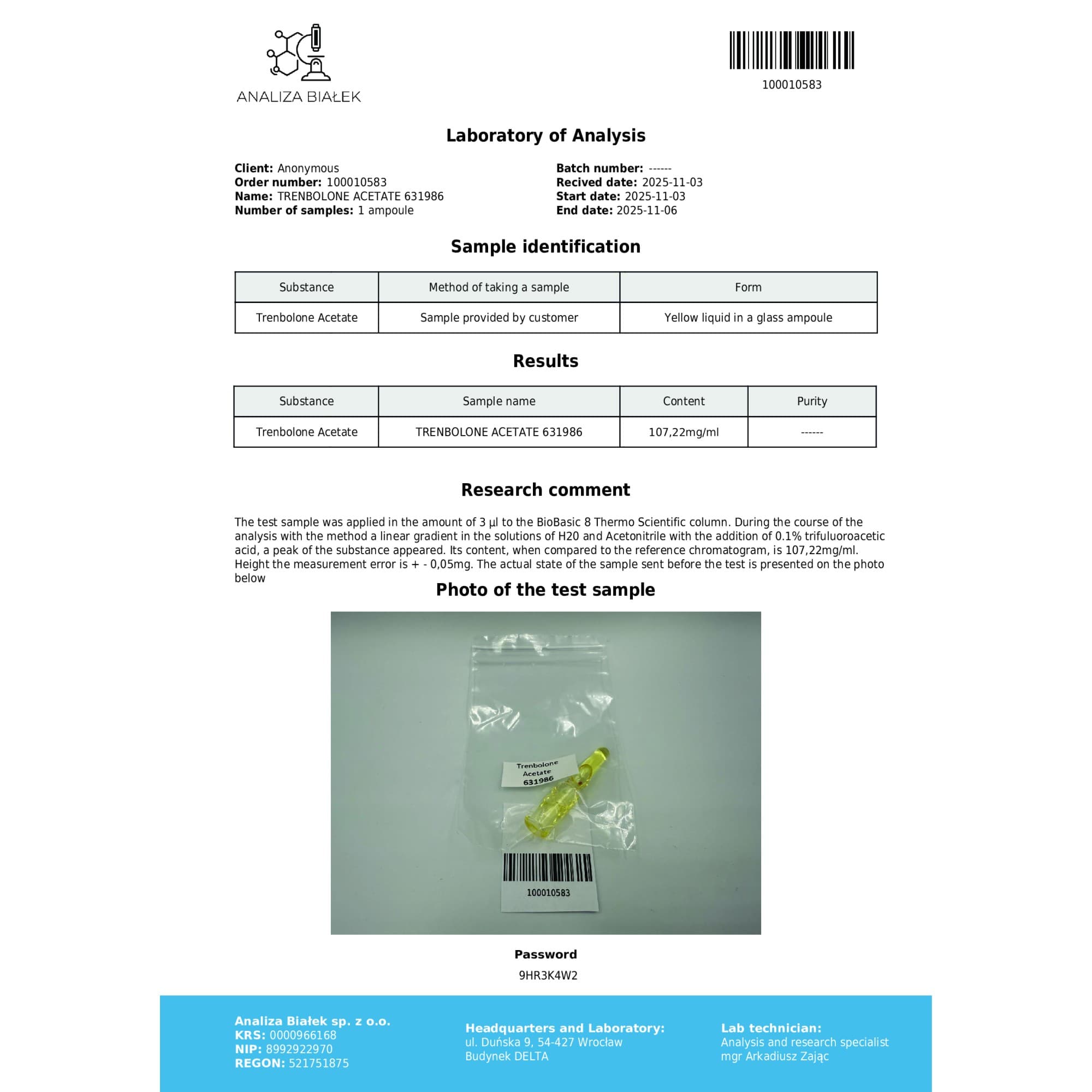 Acetato de Trembolona 100mg/ml Driada Medical — imagem 4