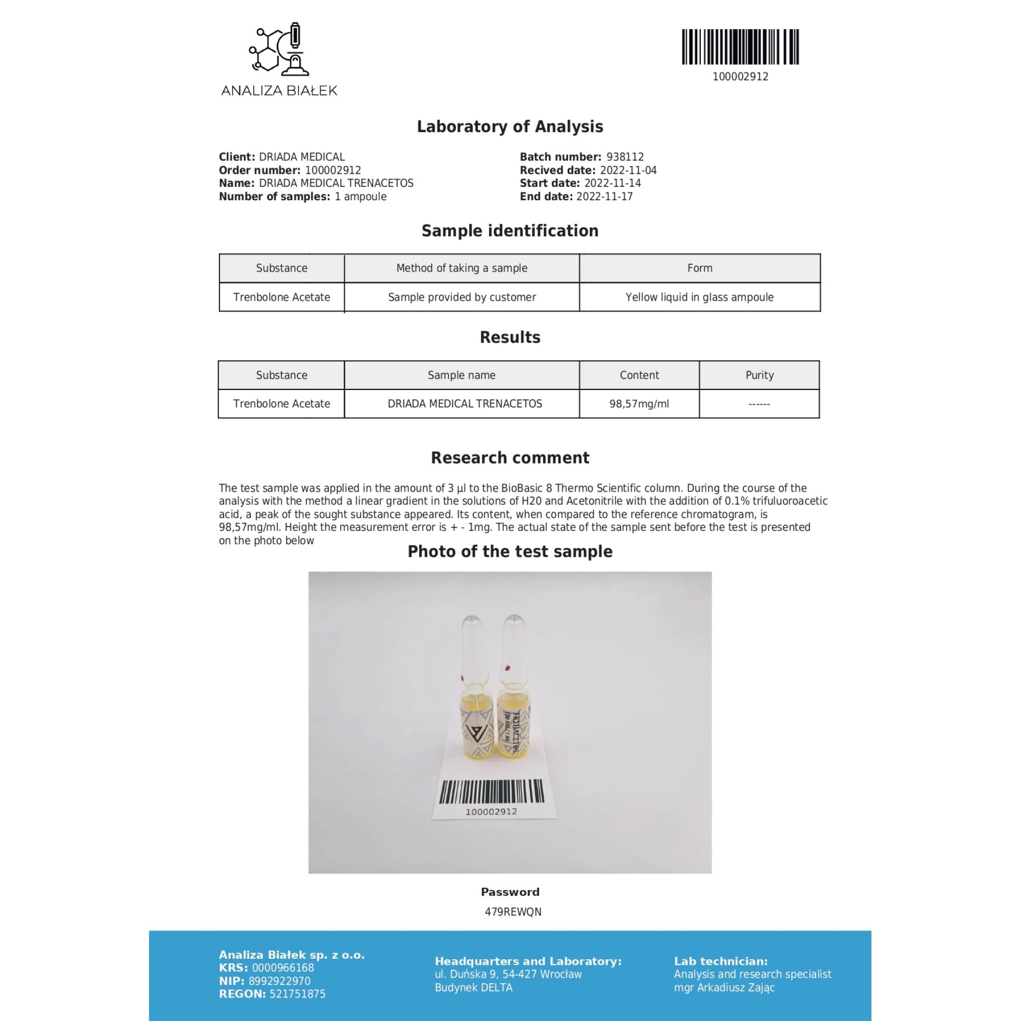 Acetato de Trembolona 100mg/ml Driada Medical — imagem 5