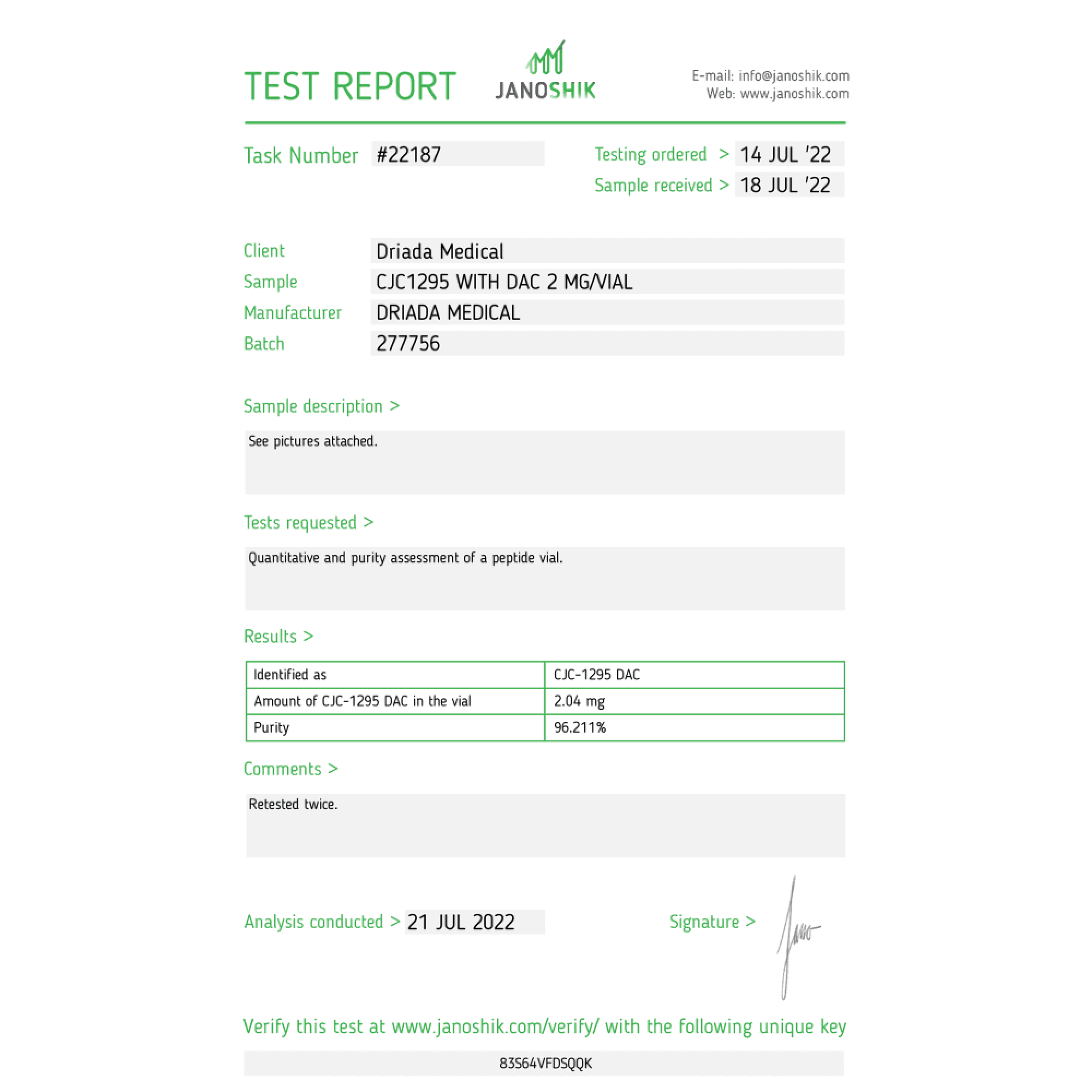 CJC-1295 C/ DAC 2mg Driada Medical — imagem 2