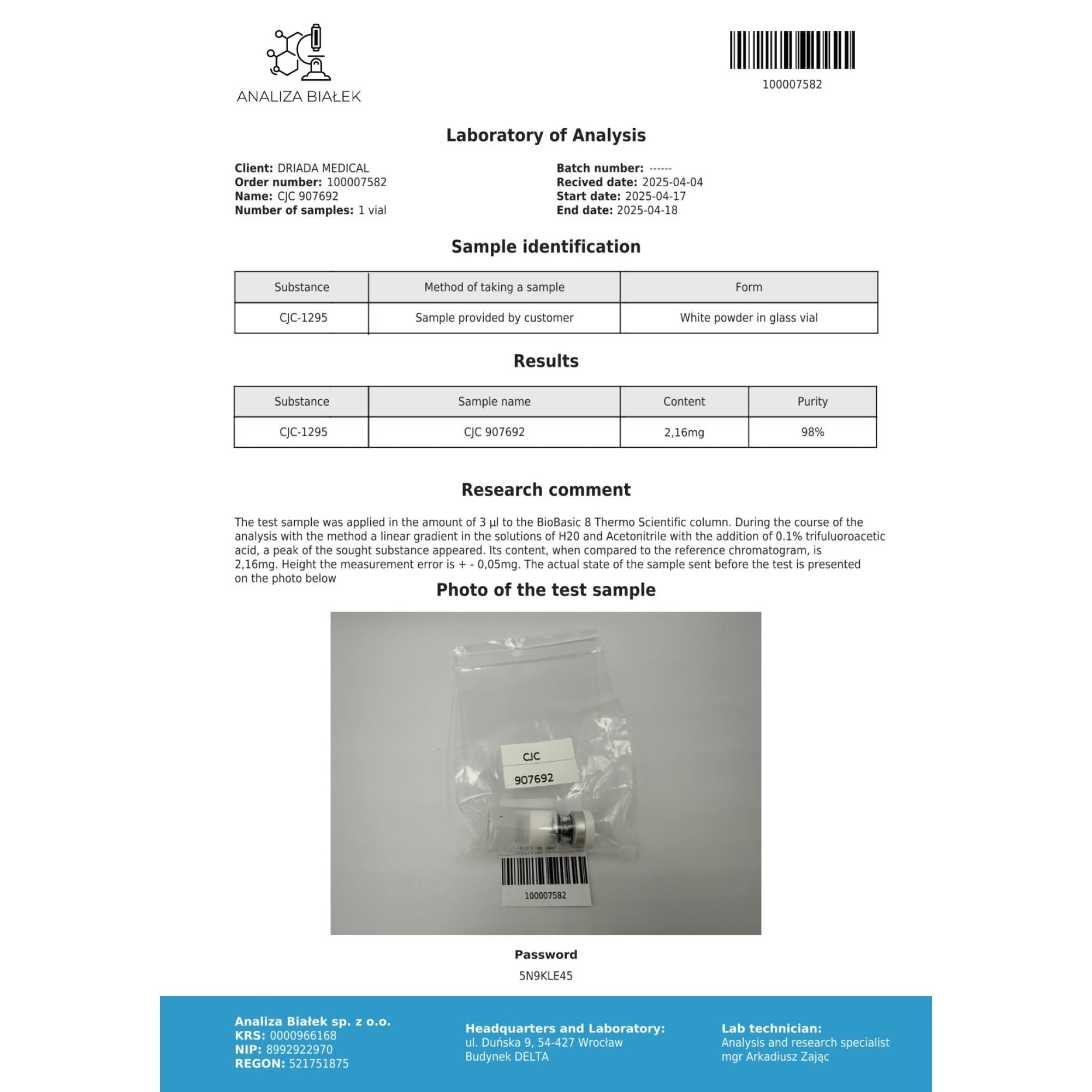 CJC-1295 C/ DAC 2mg Driada Medical — imagem 4