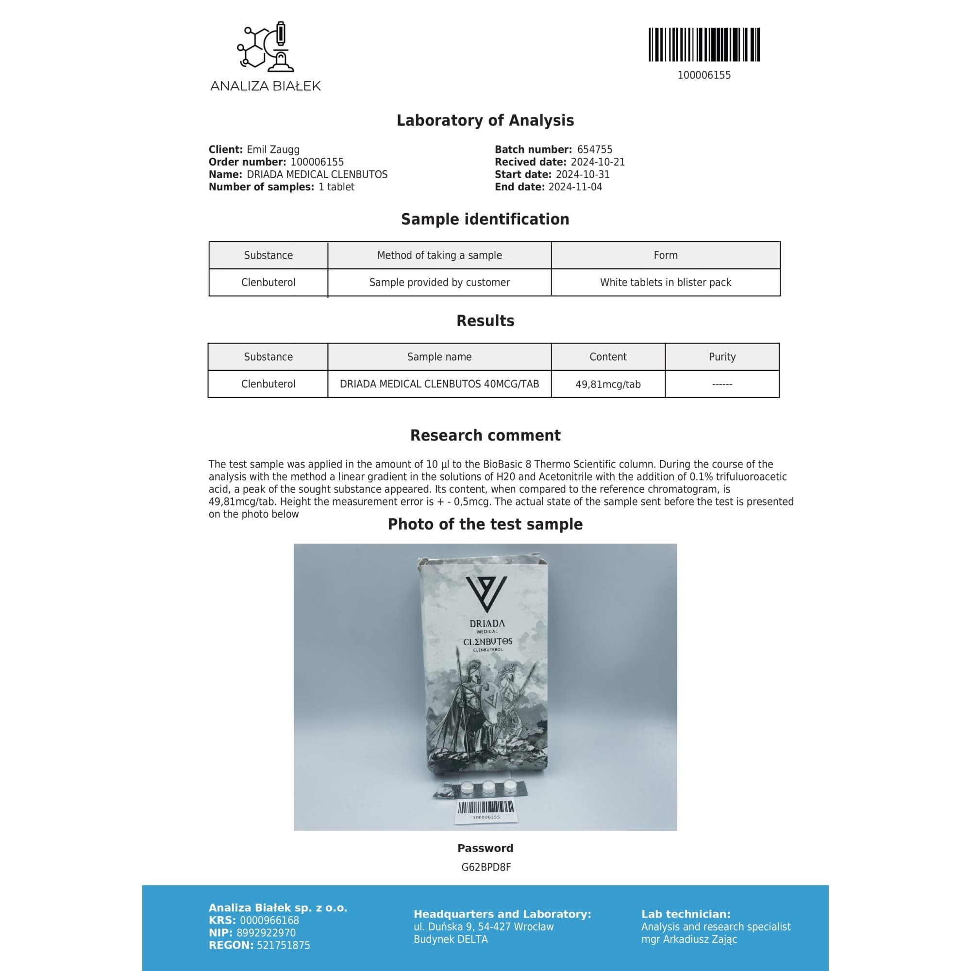 Clenbuterol 40mcg Driada Medical — imagem 4