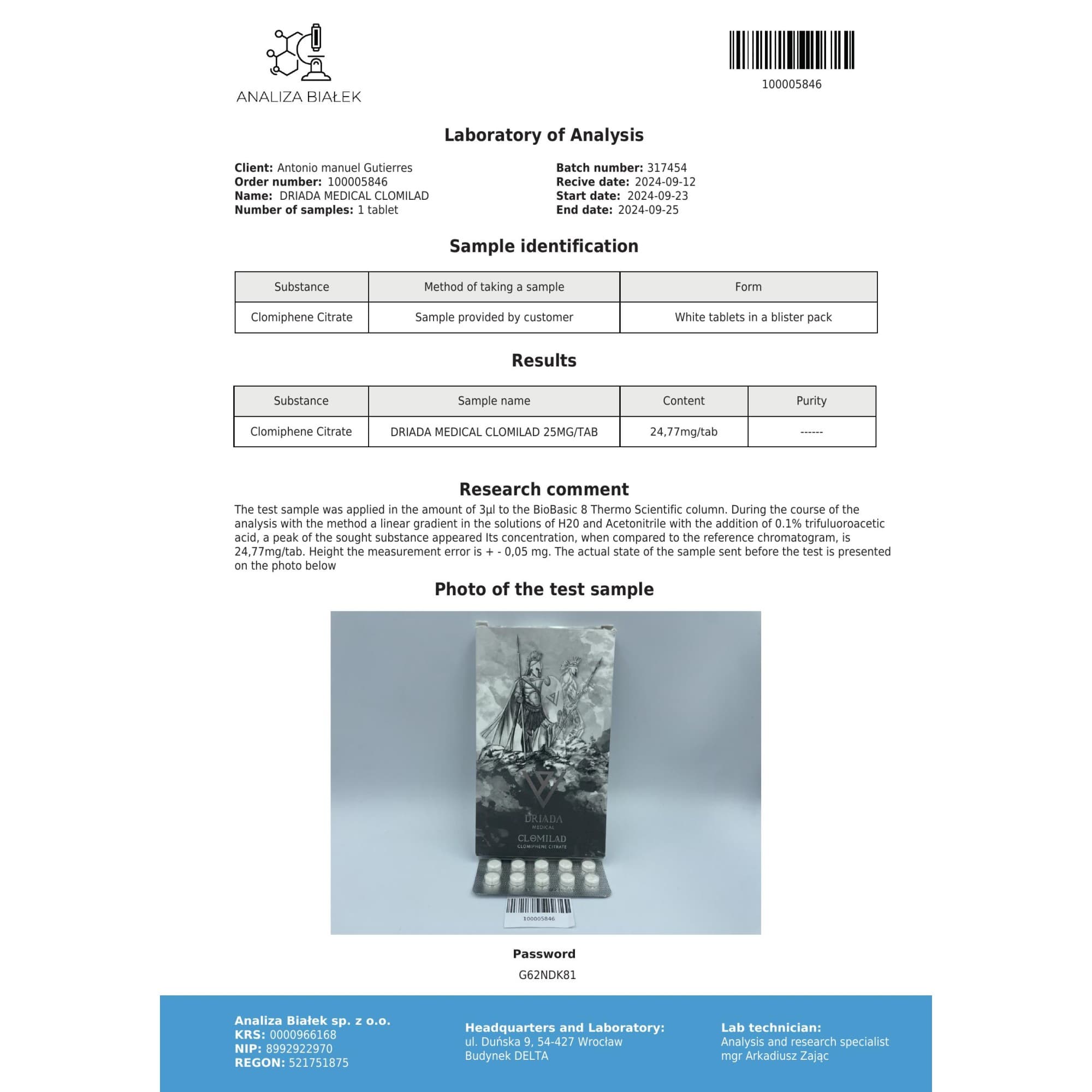 Citrato de Clomifeno 25mg Driada Medical — imagem 4