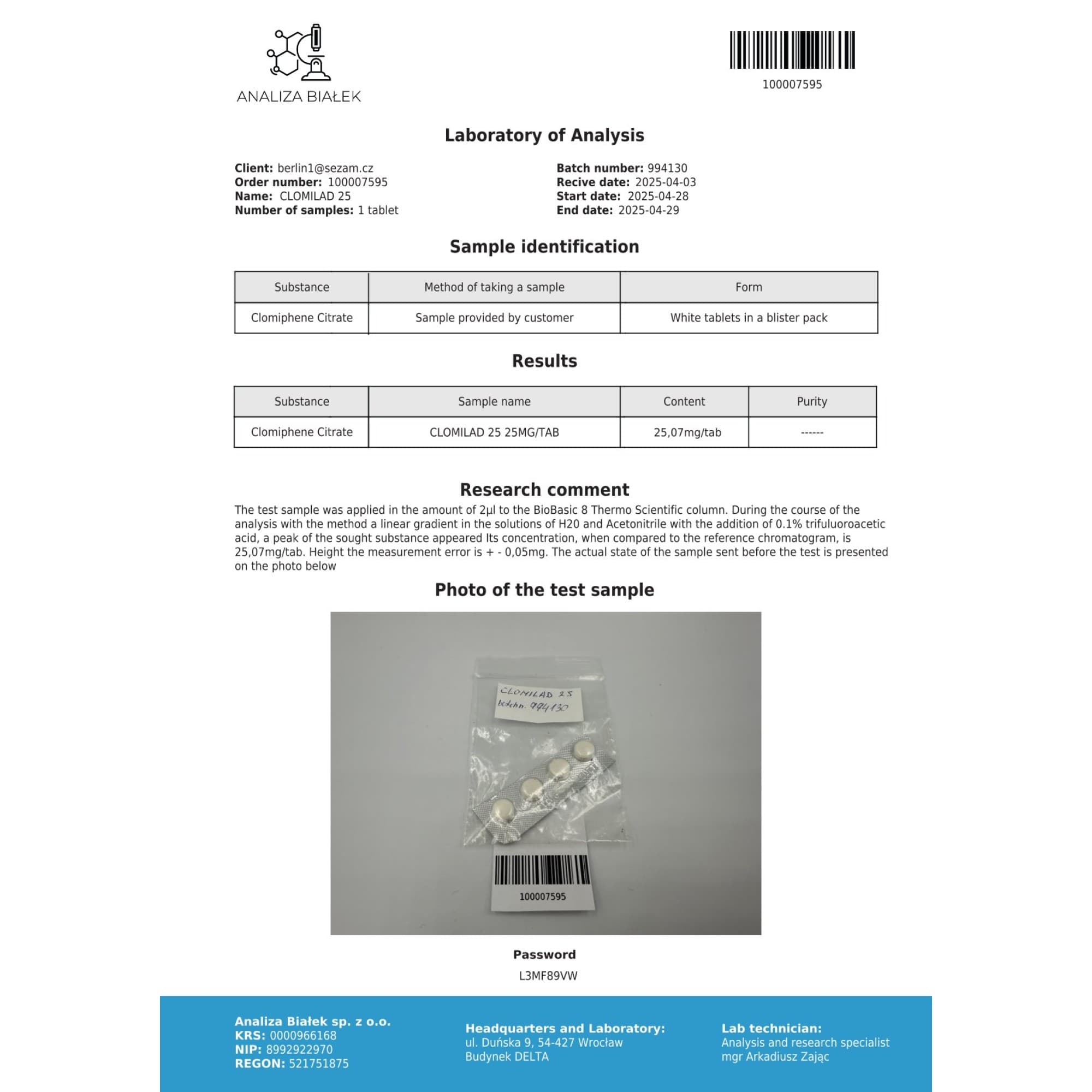 Citrato de Clomifeno 25mg Driada Medical — imagem 5