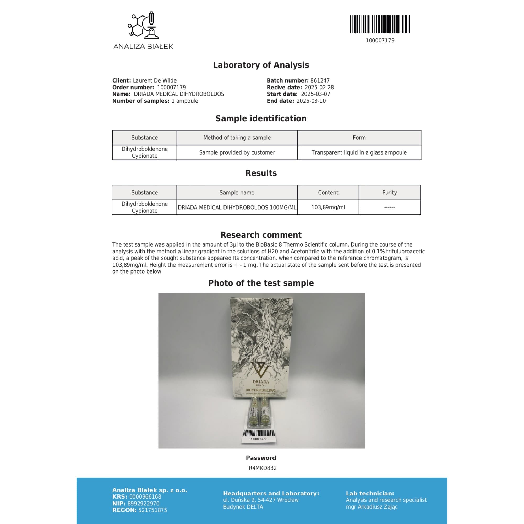 Cipionato de Dihidroboldenona (DHB) 100 mg/ml Driada Medical — imagem 5