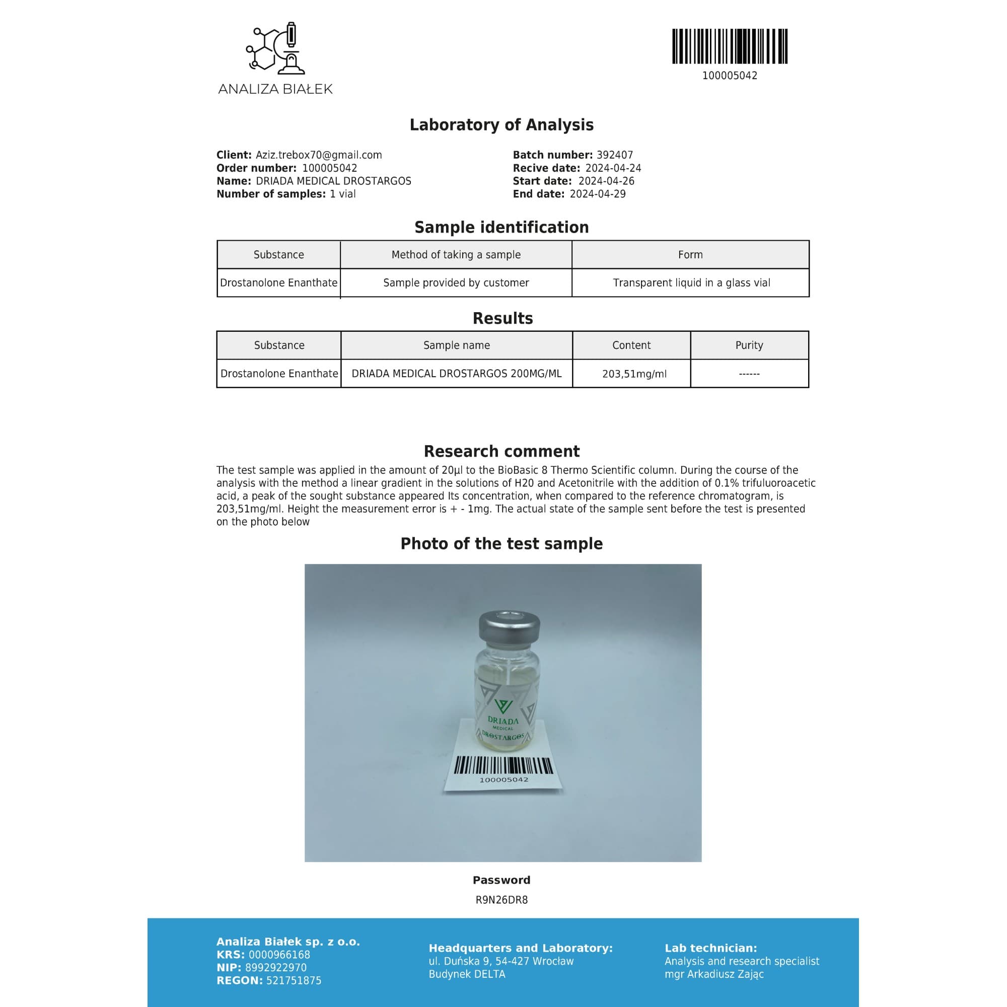 Enantato de Masteron 200mg/ml vial Driada Medical — imagem 2