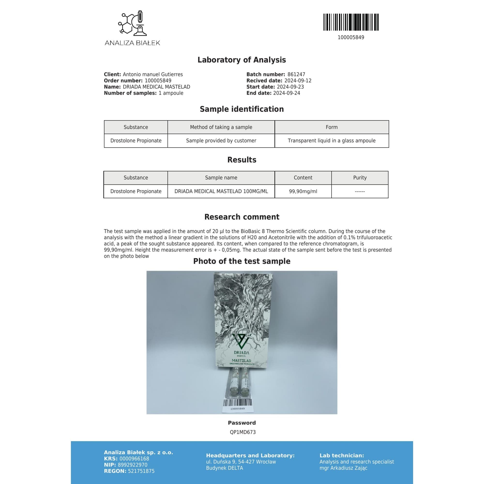 Propionato de Masteron 100mg/ml vial Driada Medical — imagem 4