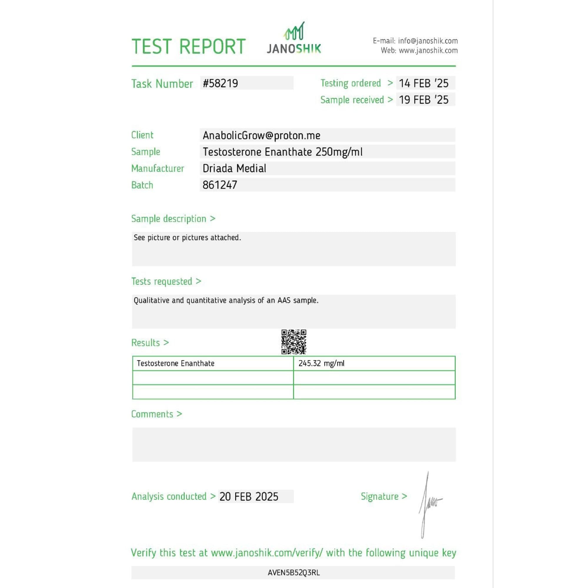 Enantato de Testosterona 250mg/ml Driada Medical — imagem 3