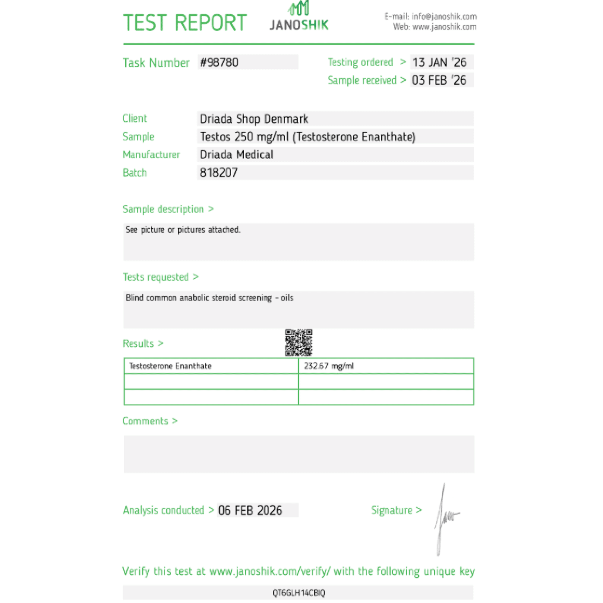 Enantato de Testosterona 250mg/ml Driada Medical — imagem 5