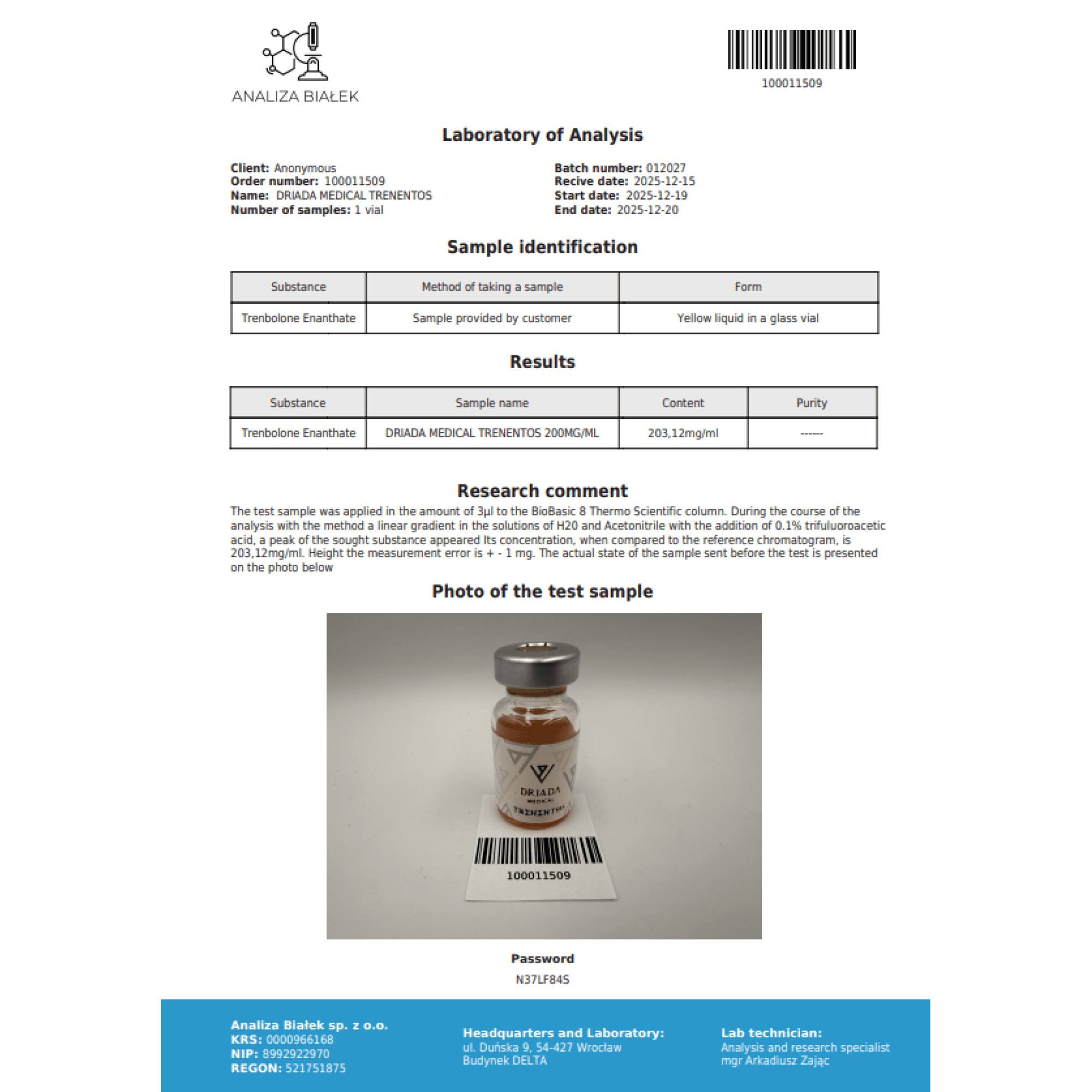 Enantato de Trembolona 200mg/ml Driada Medical — imagem 4
