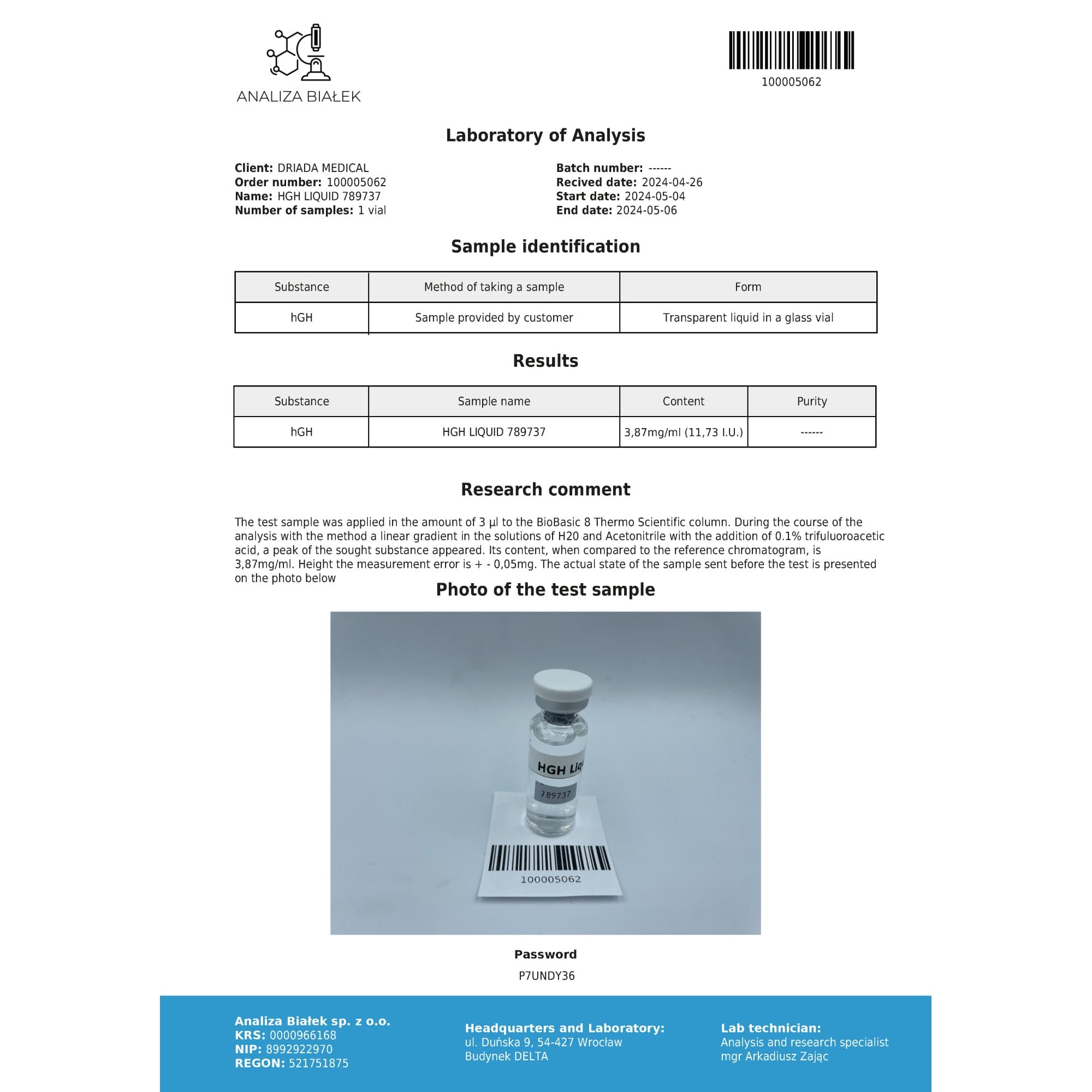 HGH Hormona de Crescimento 100ui (LIQUID) Driada Medical — imagem 6