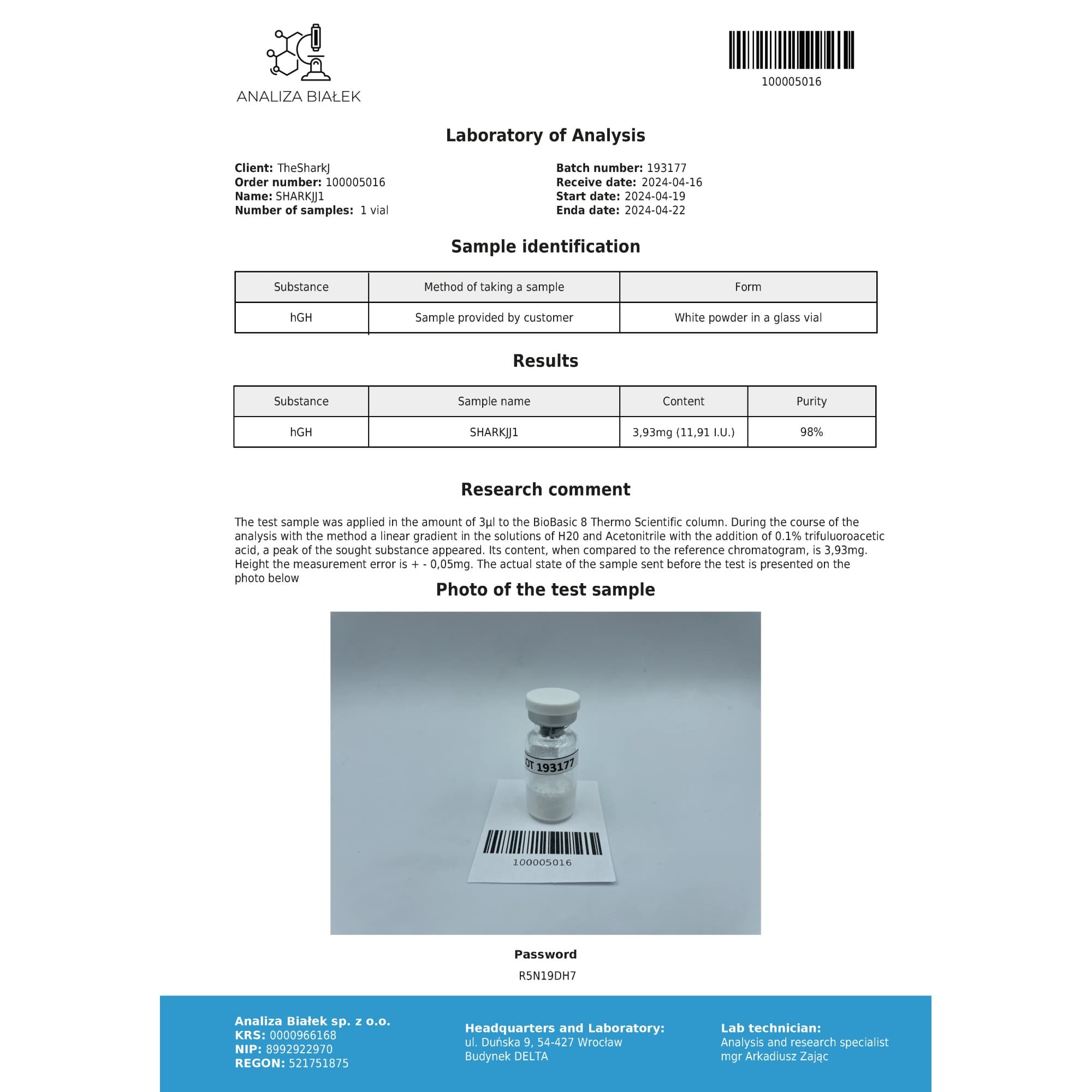 HGH Hormona de Crescimento 100ui Driada Medical — imagem 4