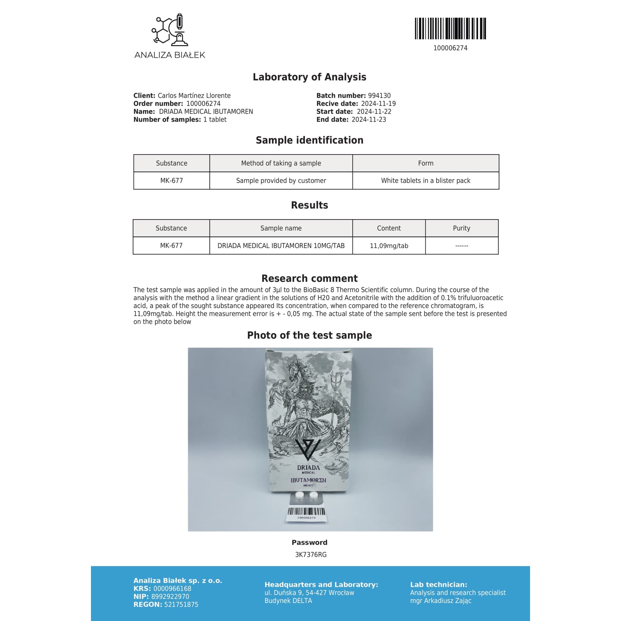 Ibutamoren MK-677 10mg Driada Medical — imagem 3