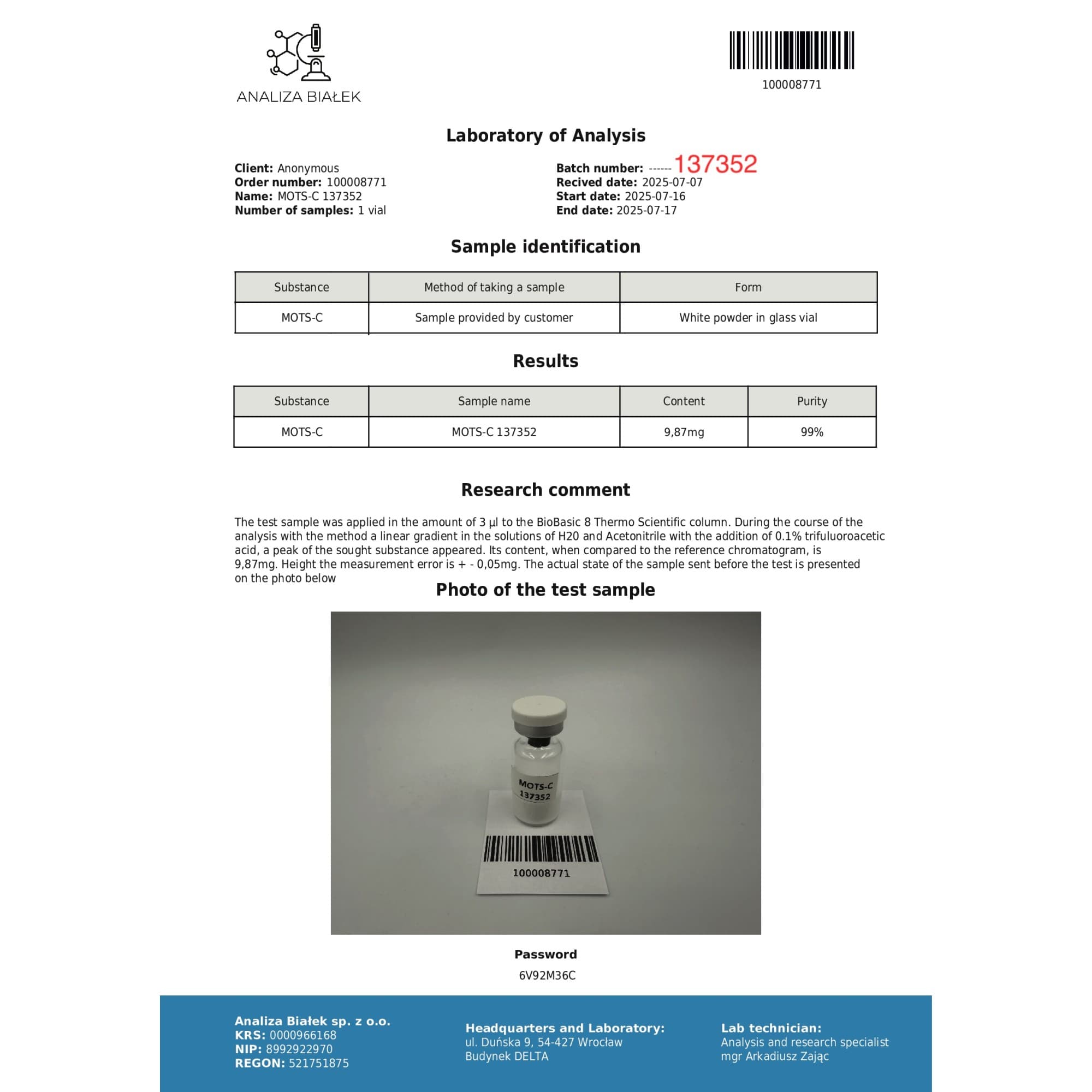 MOTS-C 10 mg Driada Medical — imagem 4