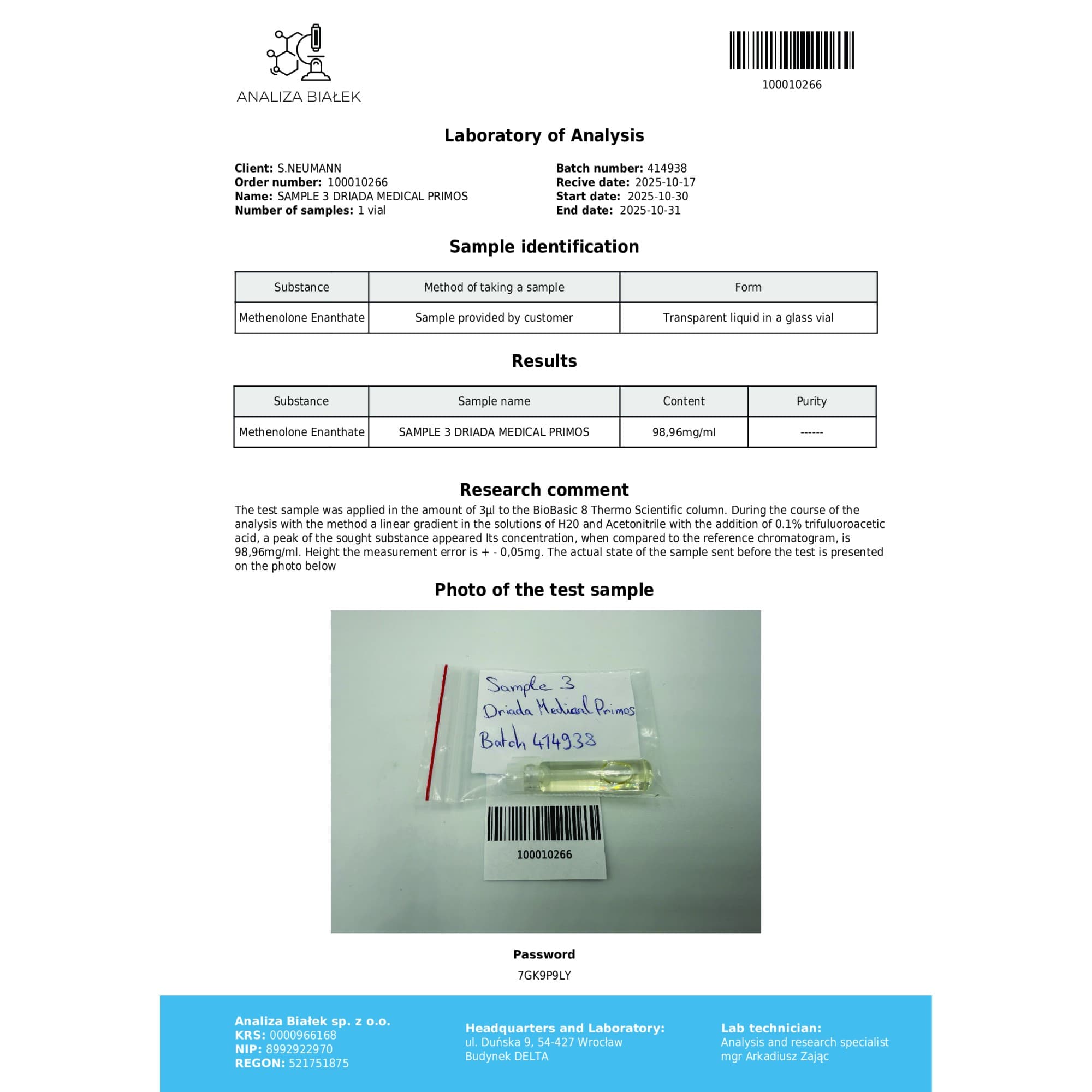 Primobolan 100mg/ml vial Driada Medical — imagem 3