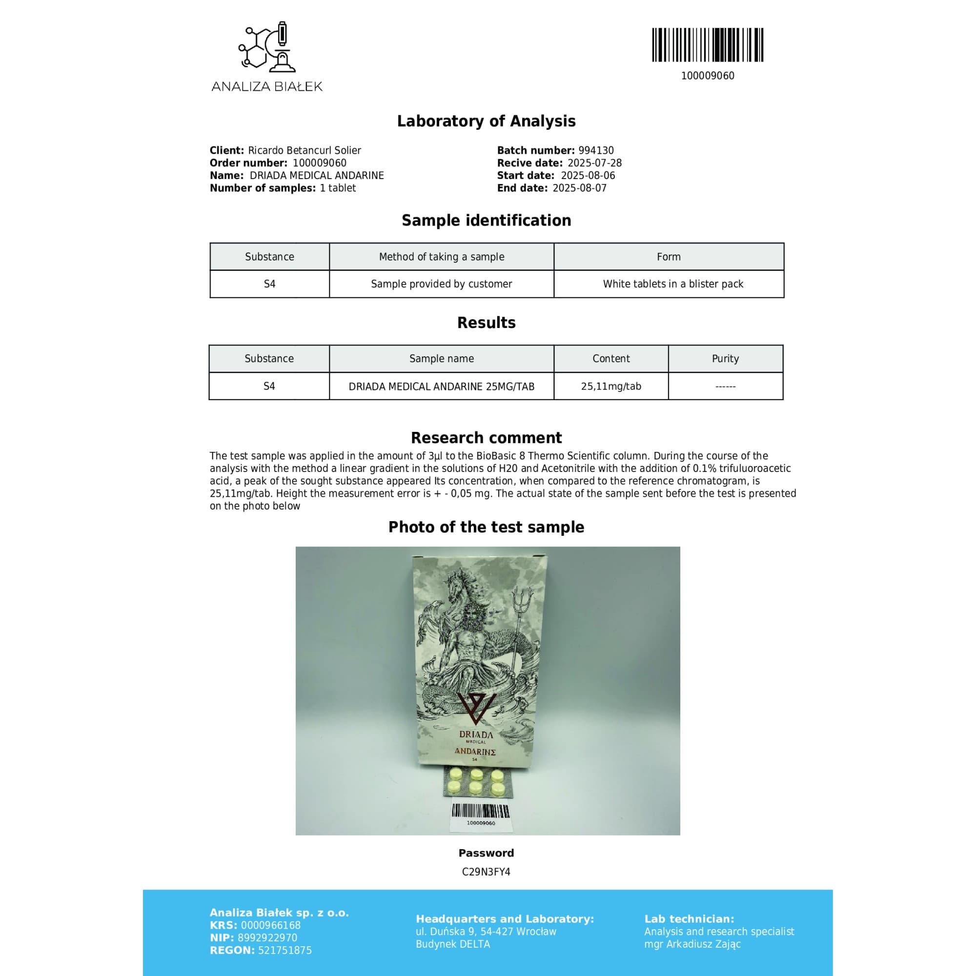 Andarine S4 25mg Driada Medical — imagem 4