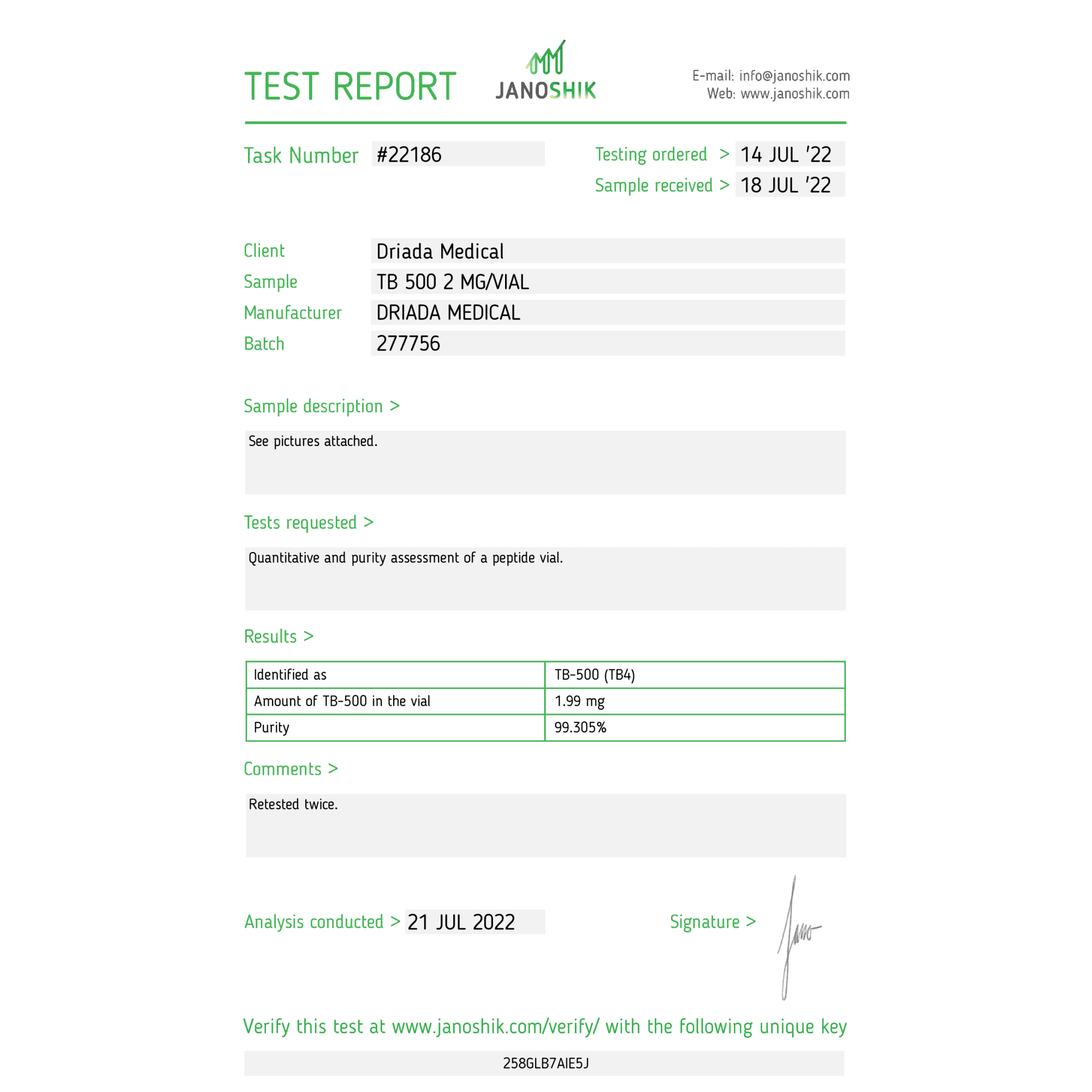 TB-500 2mg Driada Medical — imagem 4