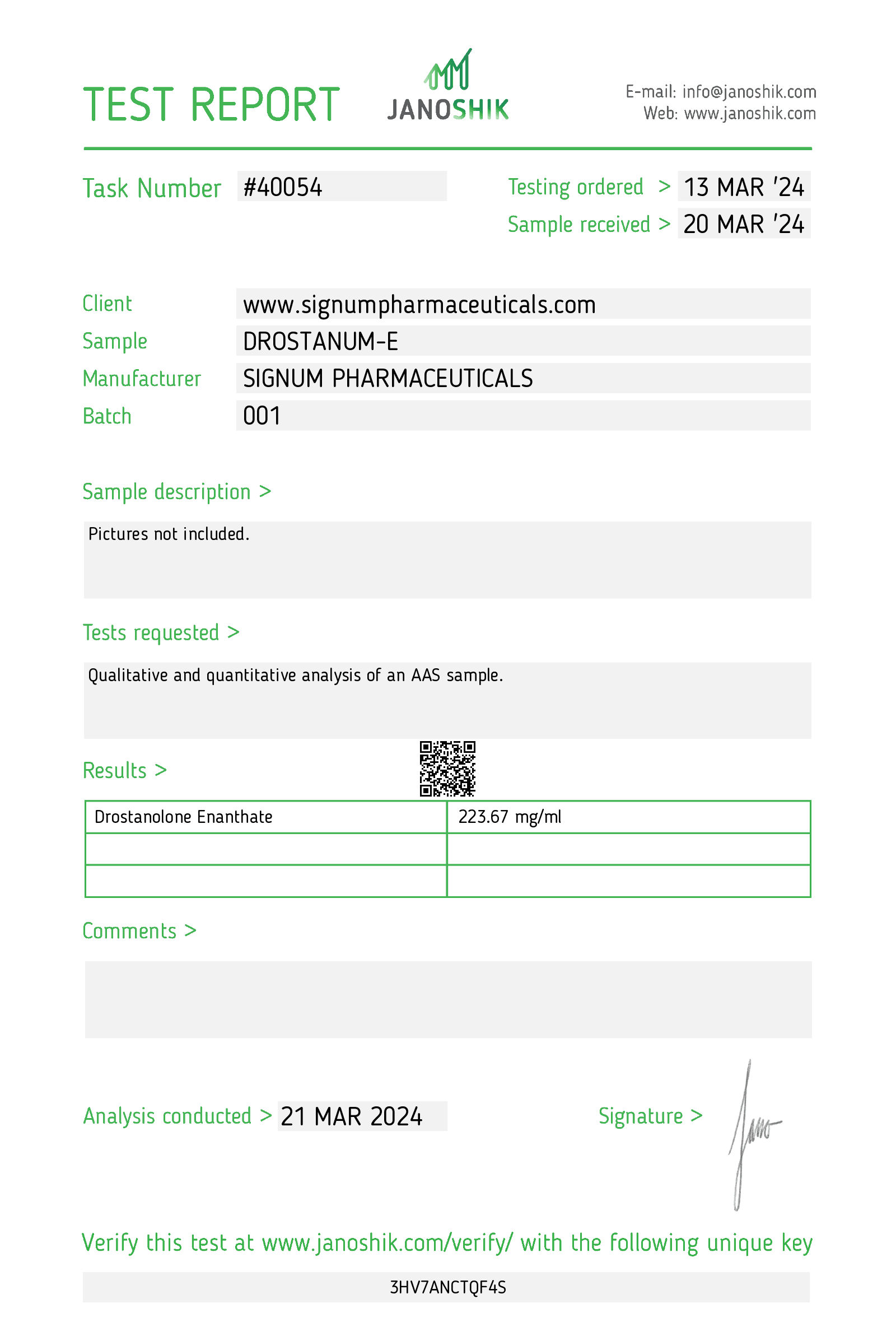 Enantato de Masteron 200mg/ml Signum Pharmaceuticals — imagem 2
