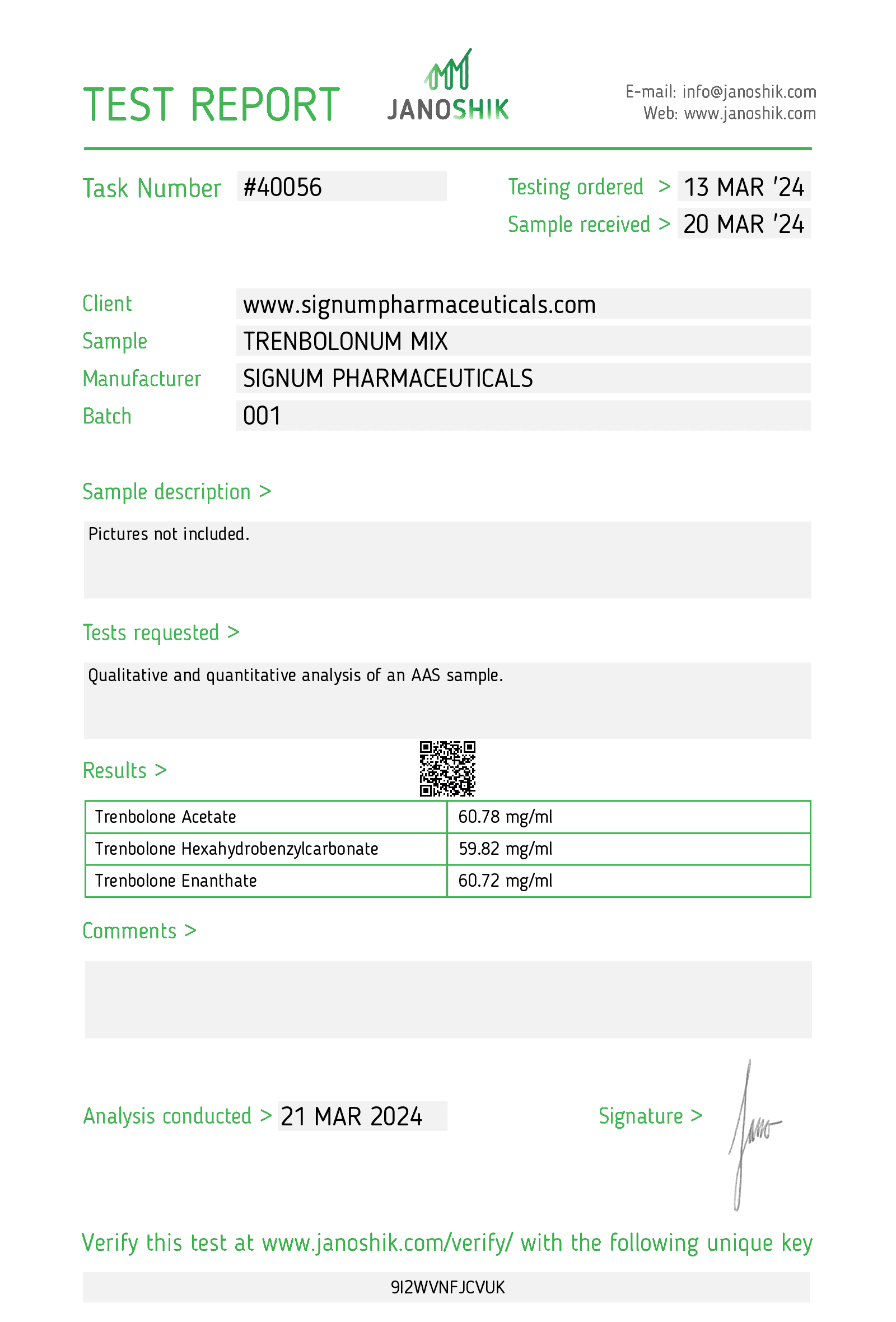 Mix Trembolona 150mg/ml Signum Pharmaceuticals — imagem 2