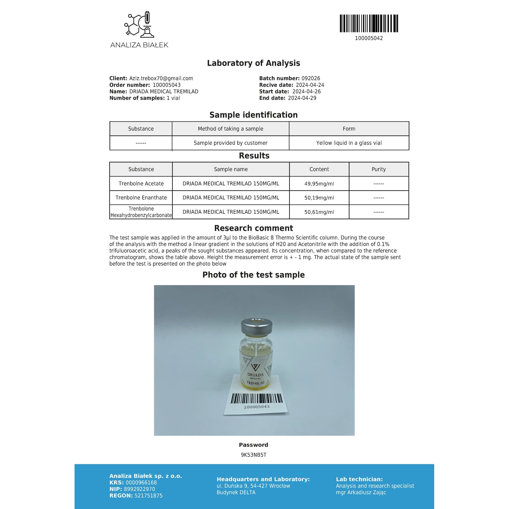Tri Trembolona 150mg/ml vial Driada Medical — imagem 3
