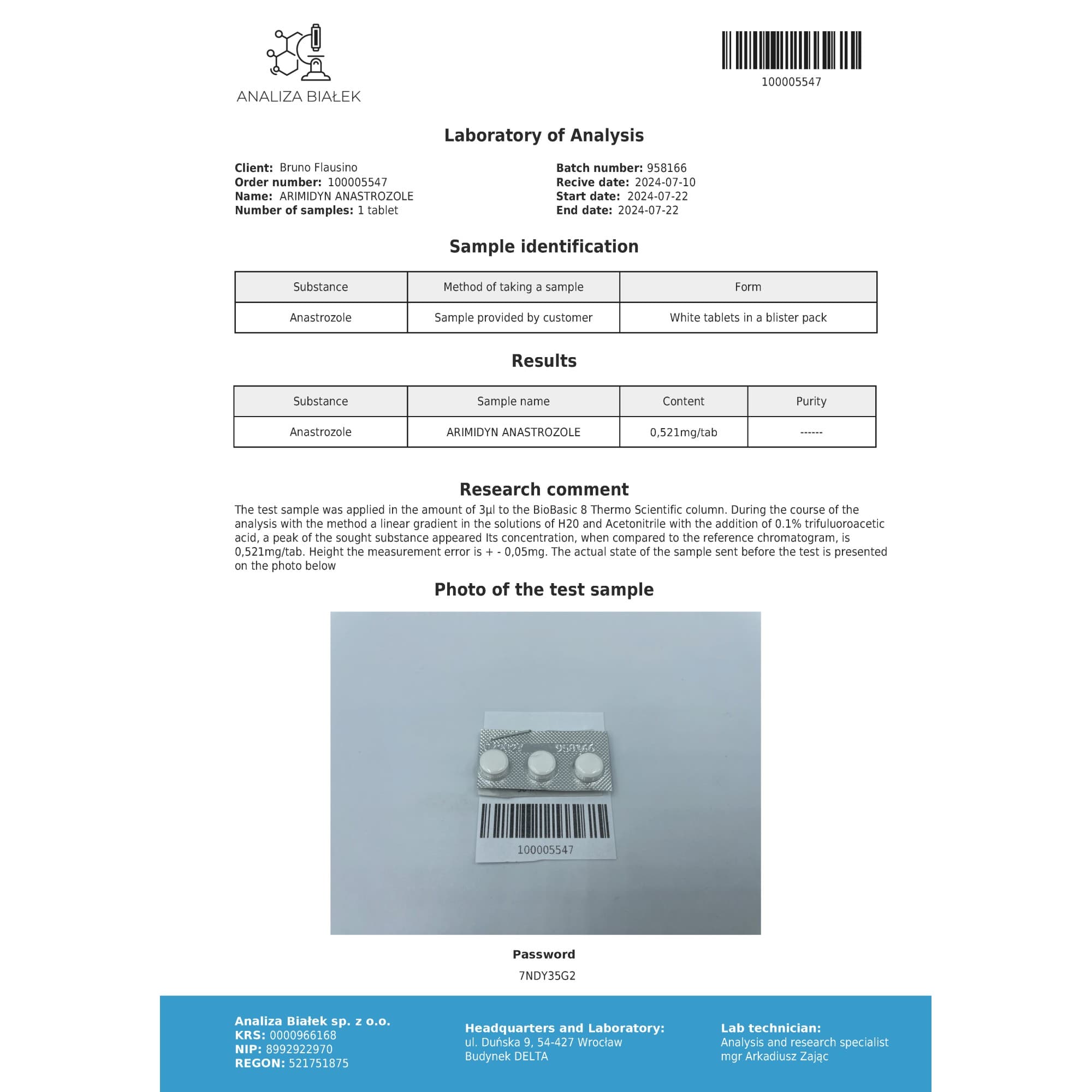 Anastrozol 0,5mg Driada Medical — imagem 4
