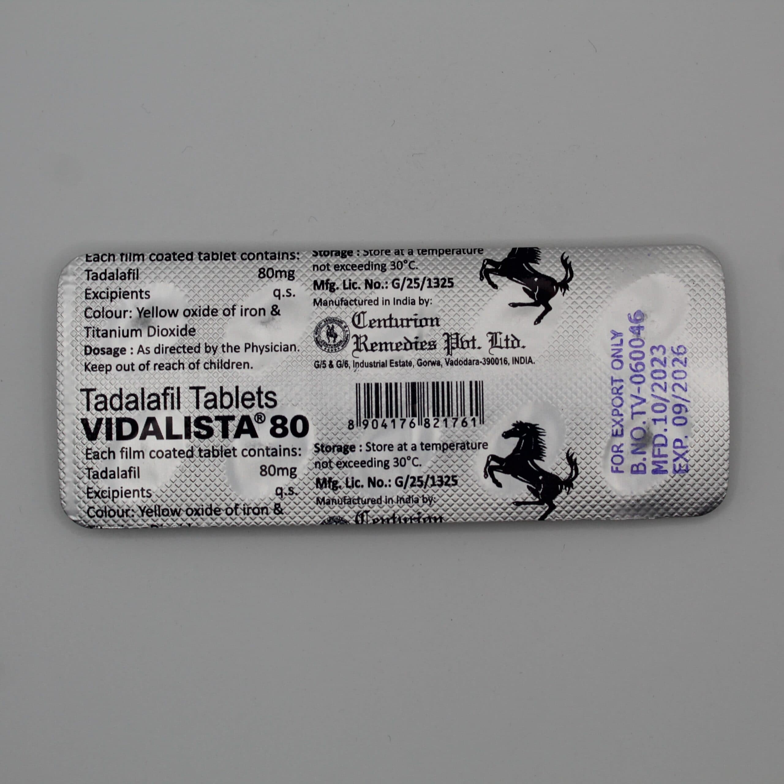 Cialis 80mg Vidalista (Tadalafil) – 10 comprimidos