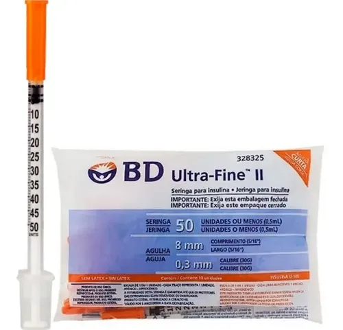 Pack 10 Seringas de Insulina 50ui (0,5ml)