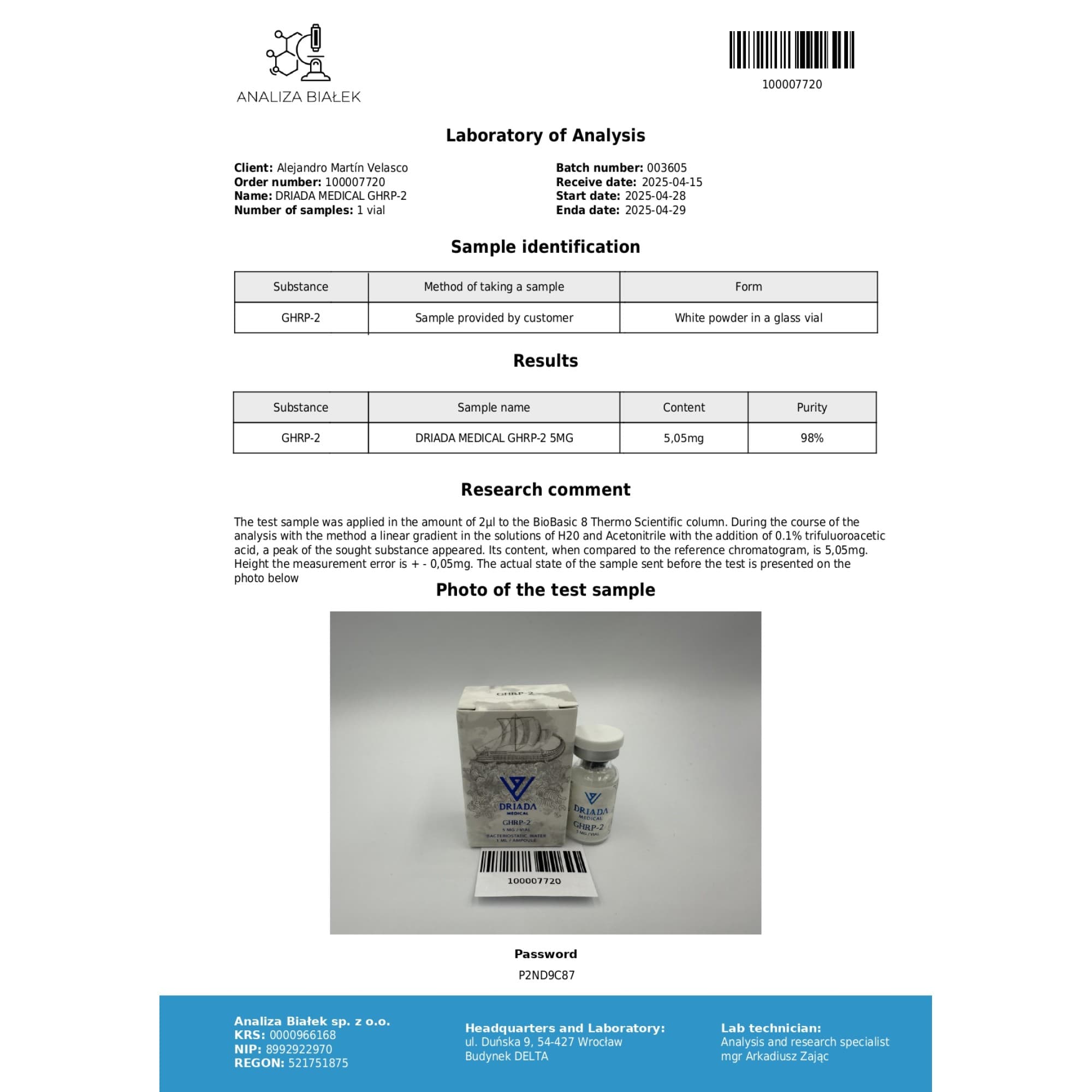 GHRP-2 5mg Driada Medical — imagem 2
