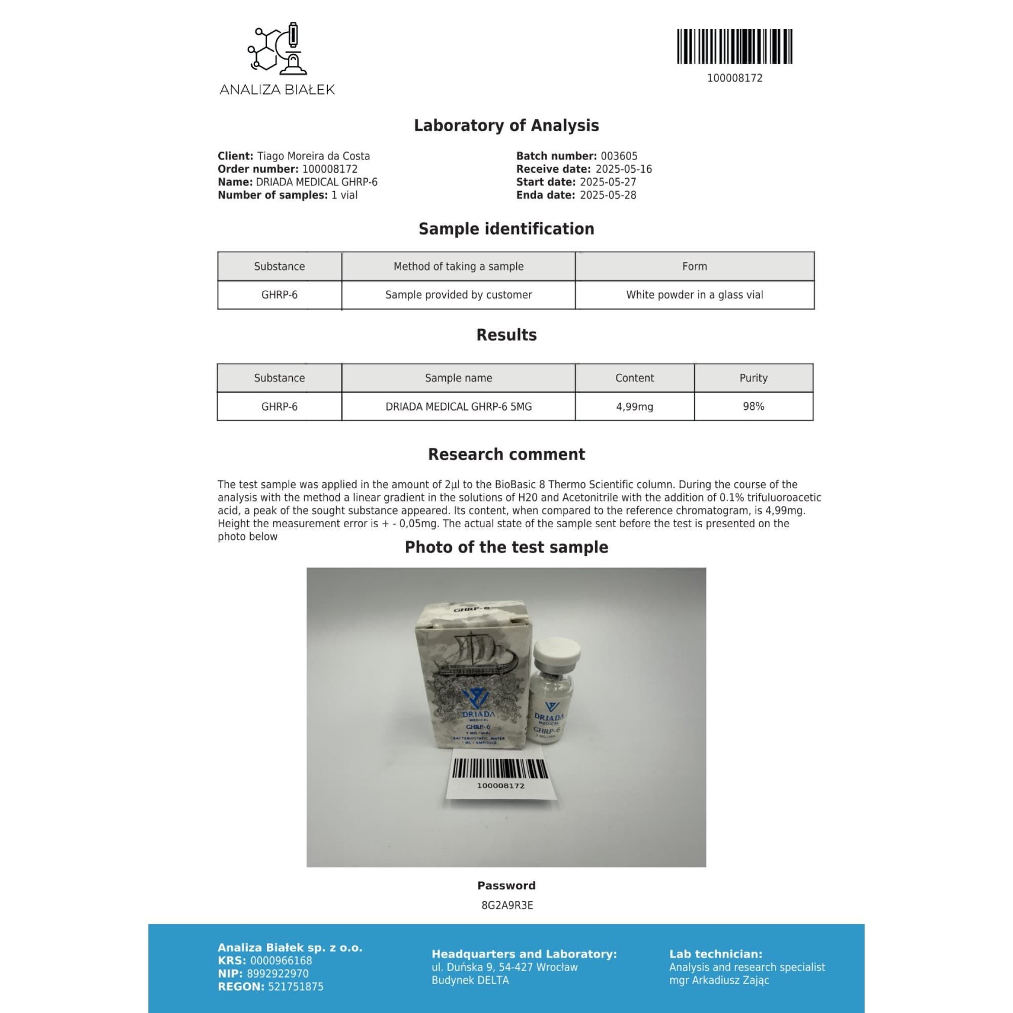 GHRP-6 5mg Driada Medical — imagem 2