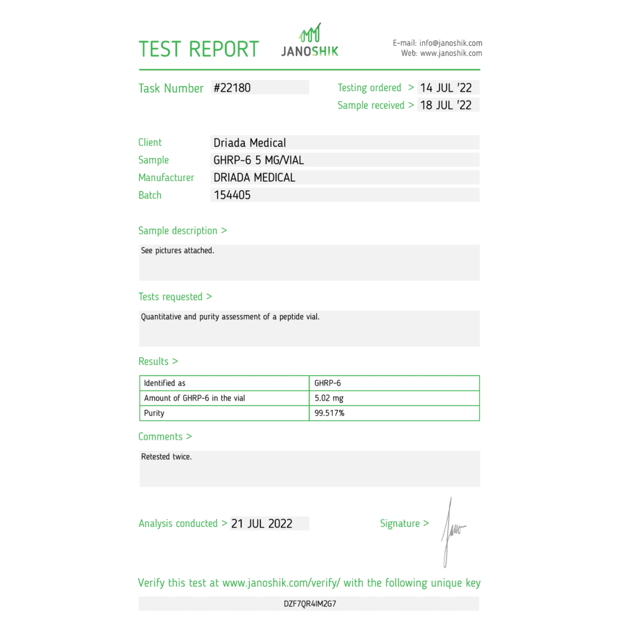 GHRP-6 5mg Driada Medical — imagem 3