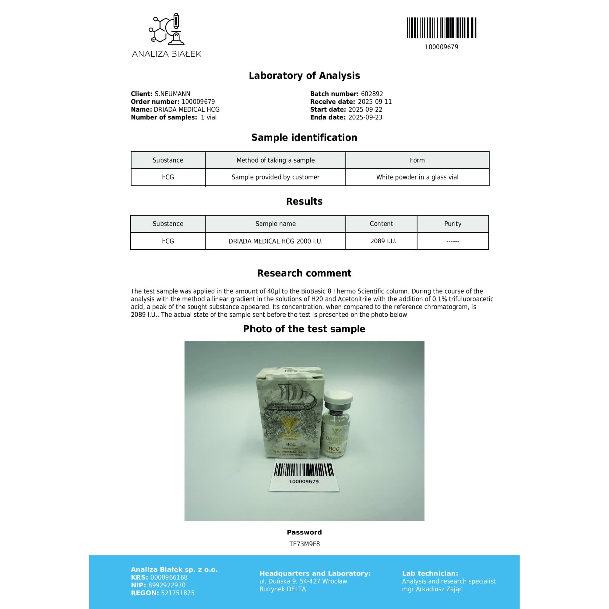 Pregnyl HCG 2000ui Driada Medical — imagem 2