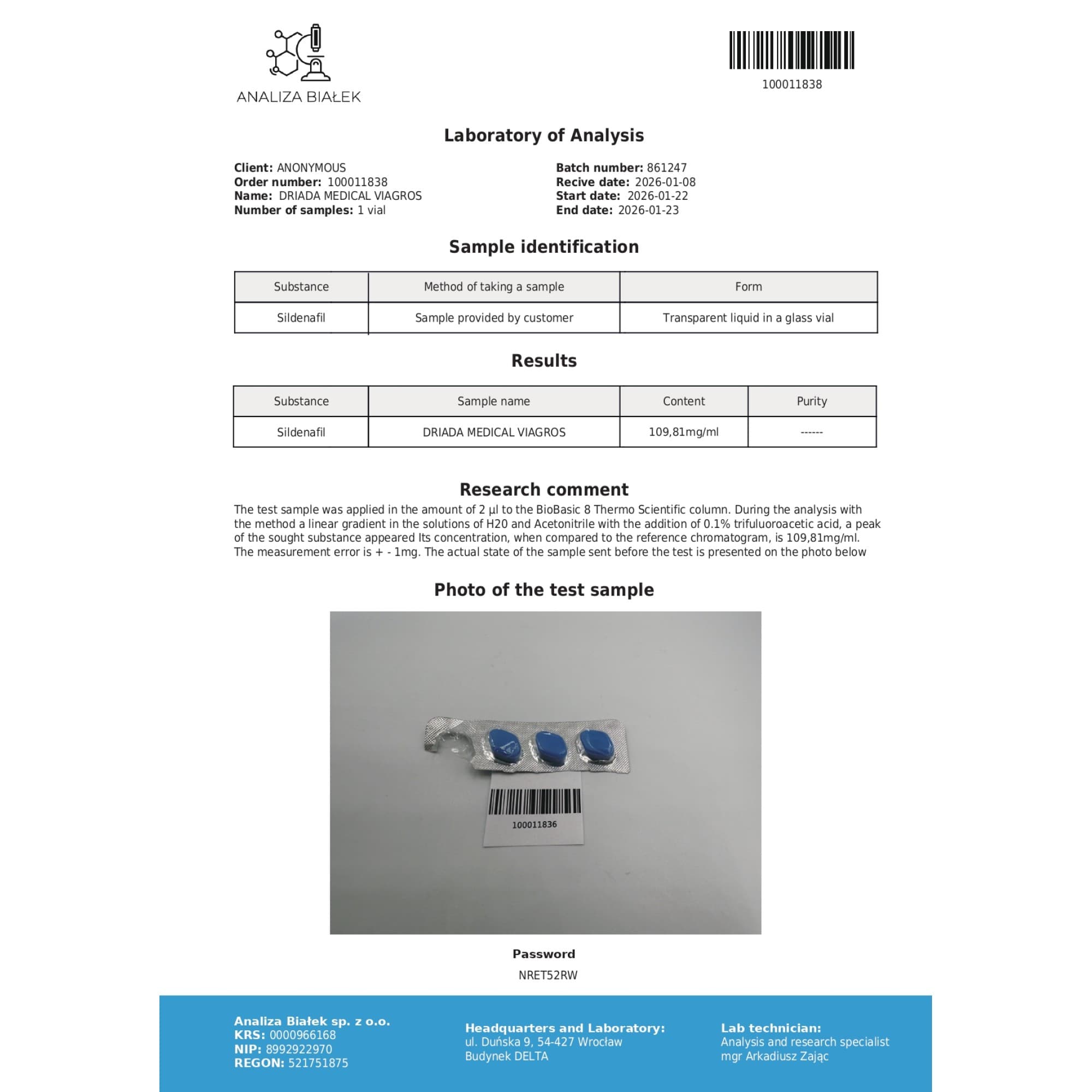 Sildenafil 100mg Driada Medical – 20 Comprimidos — imagem 3