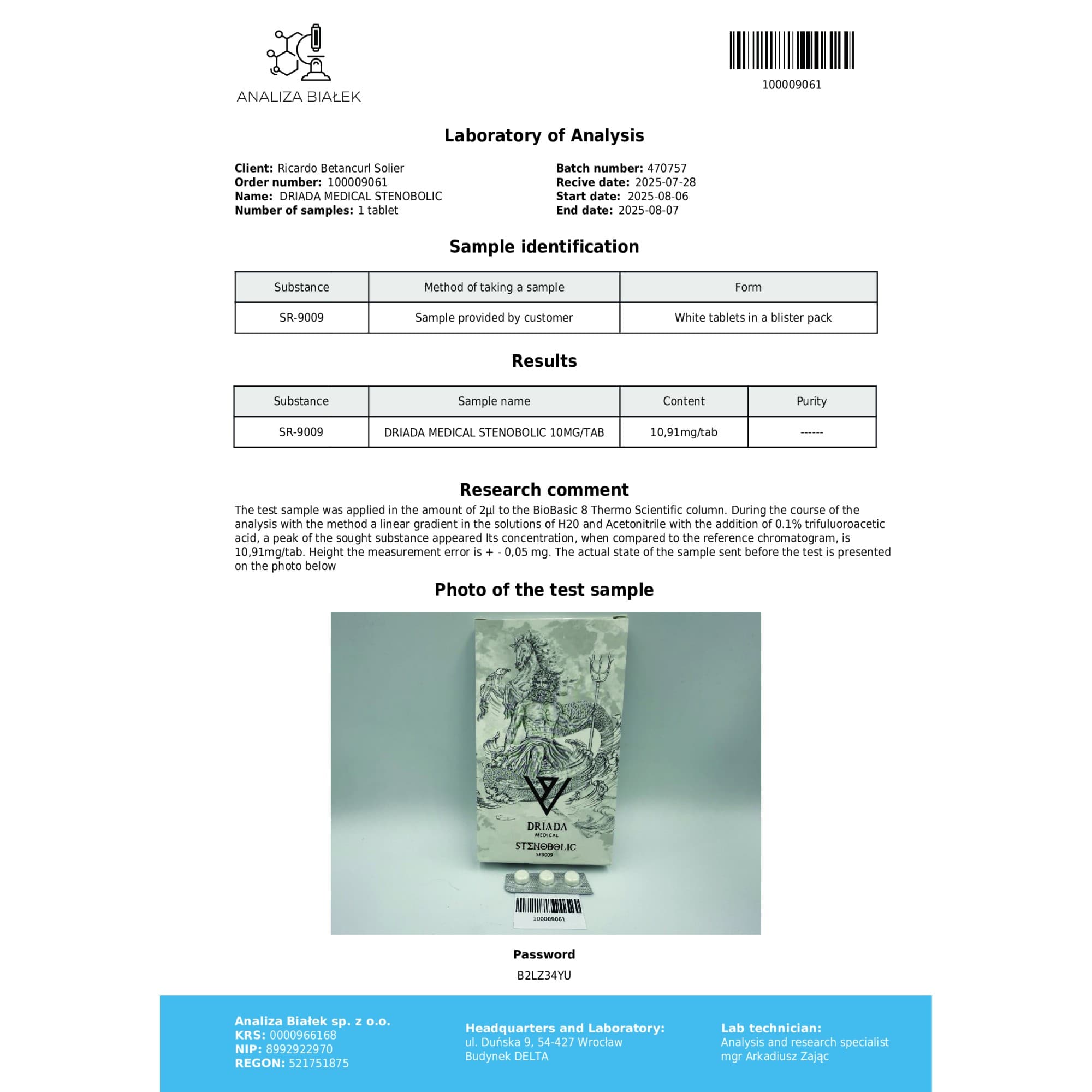 Stenabolic SR9009 10mg Driada Medical — imagem 5