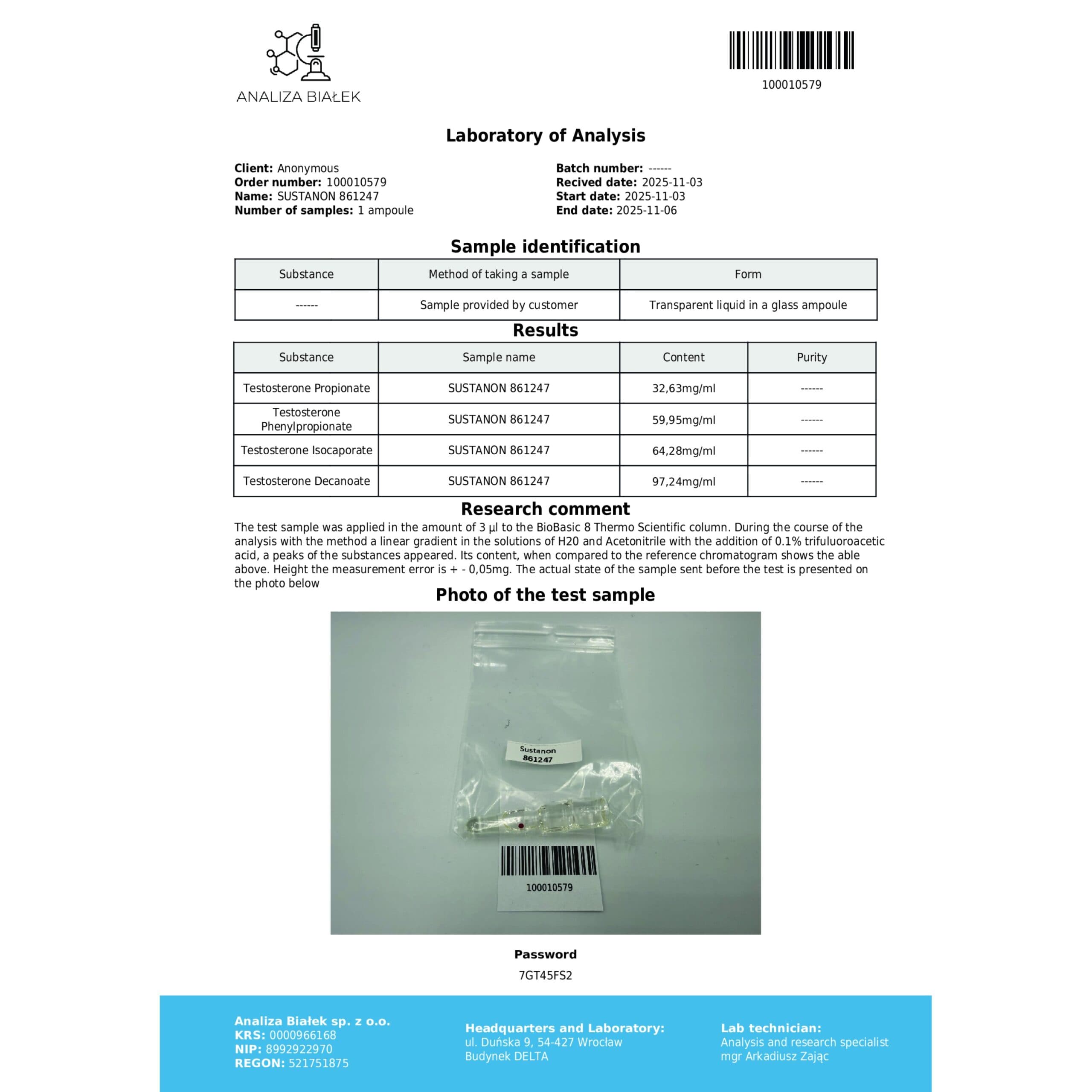 Sustanon 250mg/ml vial Driada Medical — imagem 3