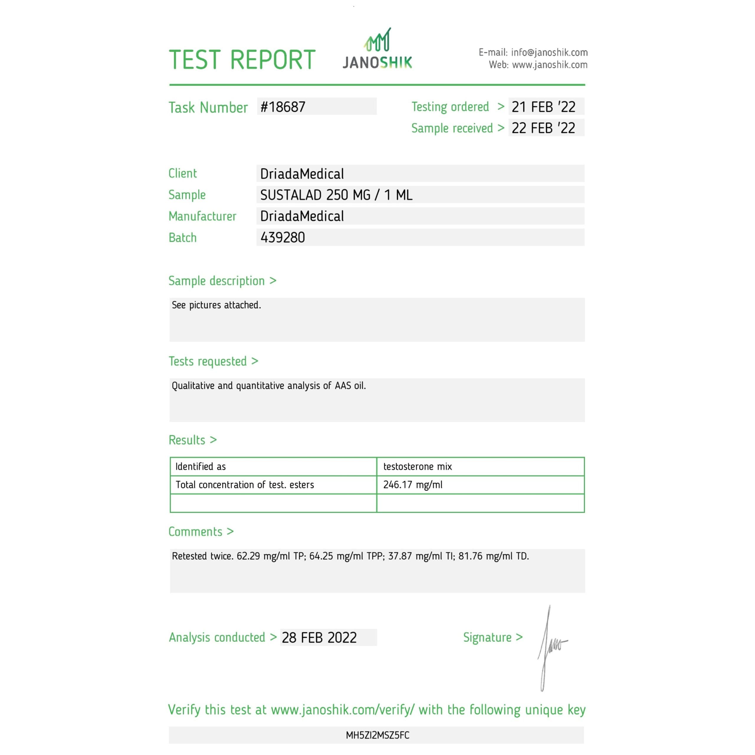 Sustanon 250mg/ml vial Driada Medical — imagem 2