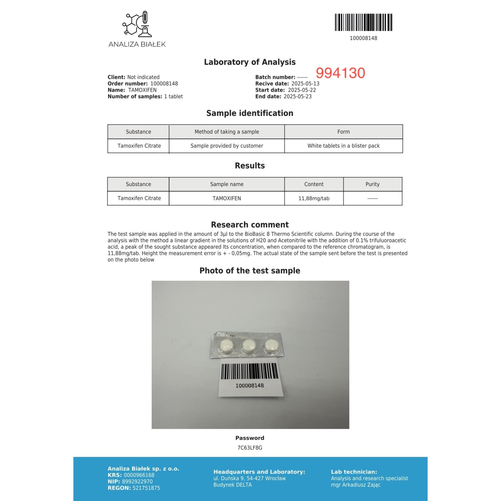 Citrato de Tamoxifeno 10mg Driada Medical — imagem 5
