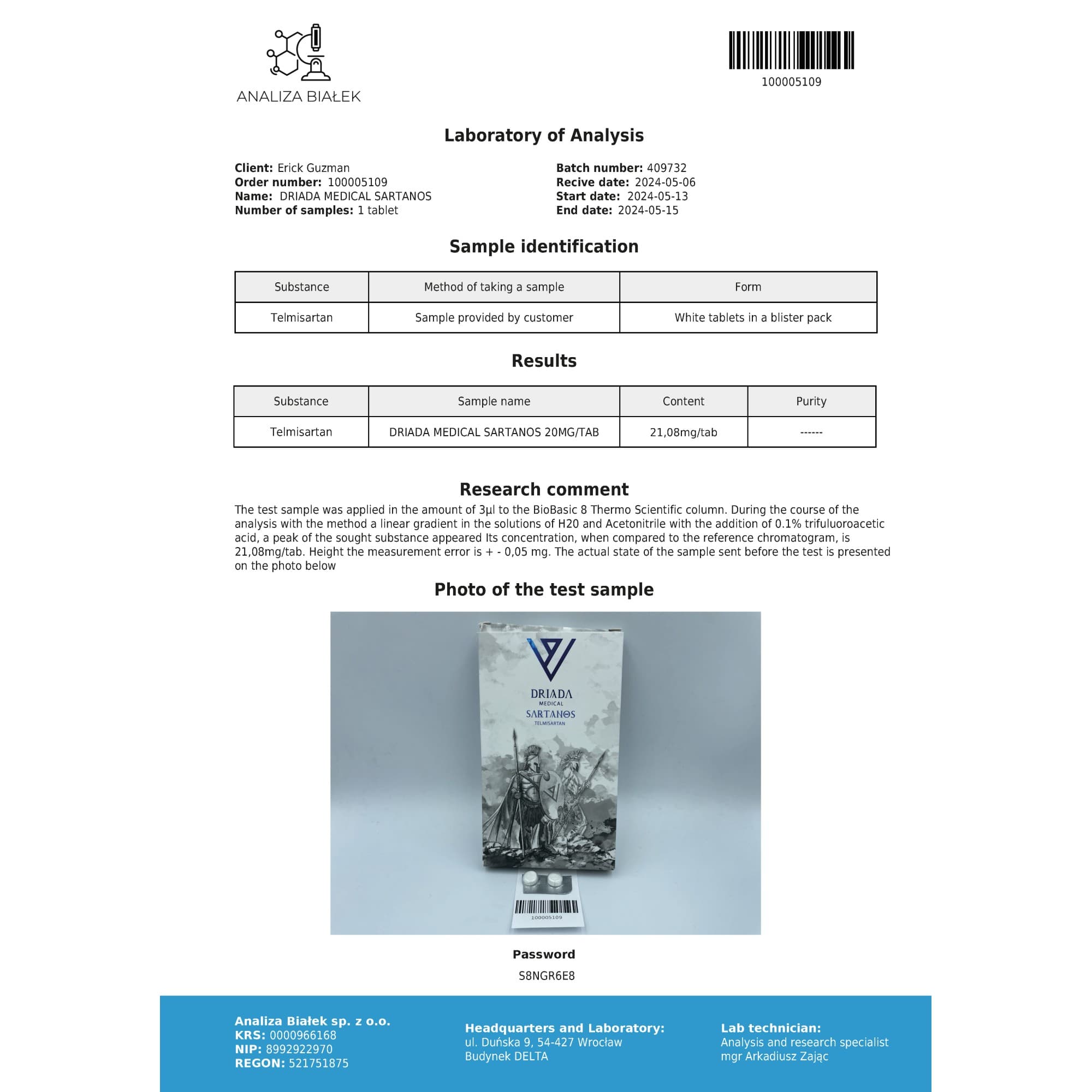 Telmisartan 20mg Driada Medical — imagem 3