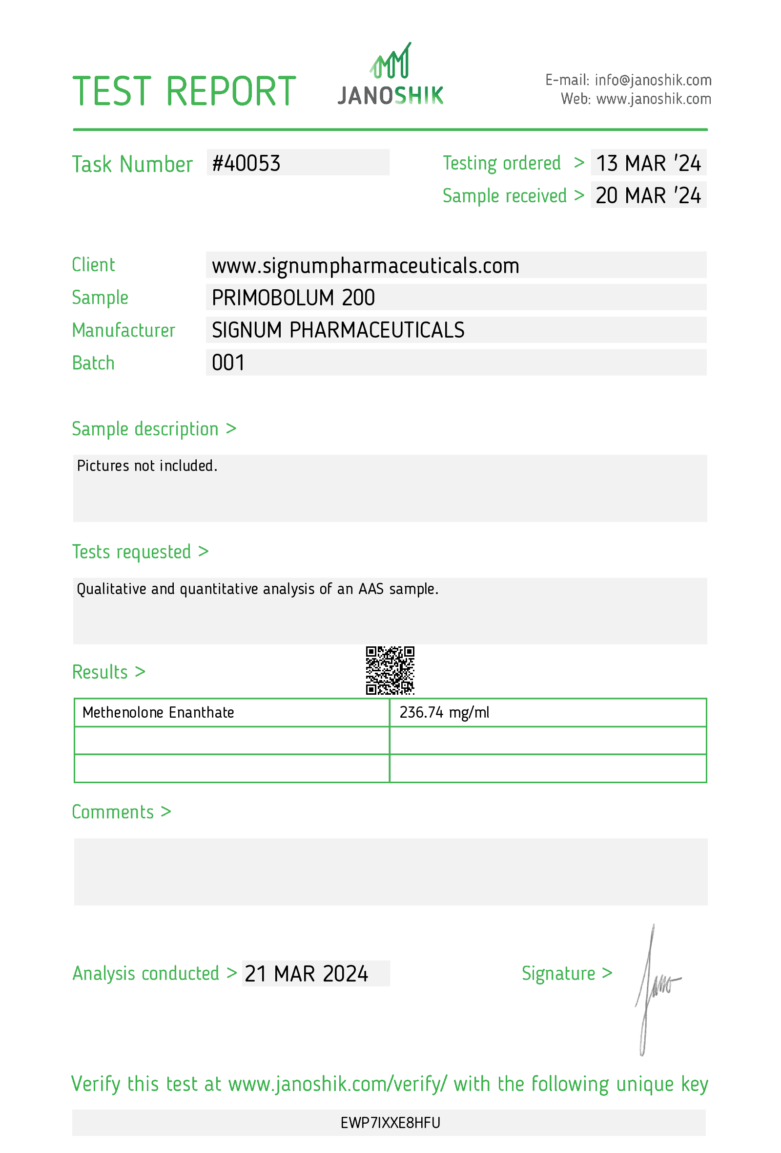 Primobolan 200mg/ml Signum Pharmaceuticals — imagem 2