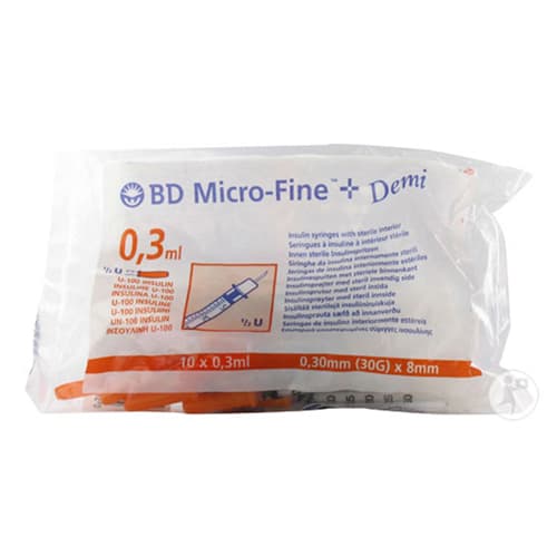 Pack 10 Seringas de Insulina 30ui (0,3ml)